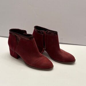 Toms Women’s Burgundy Suede Ankle Booties
